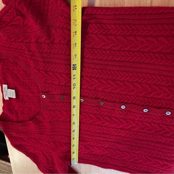 Vertical Design Red 100% Cashmere Cardigan Sweater Size Medium With Buttons - Picture 11 of 15